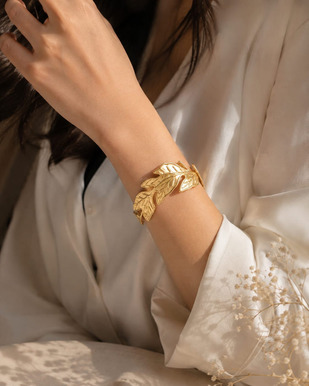 Golden Leaf Cuff Bracelet