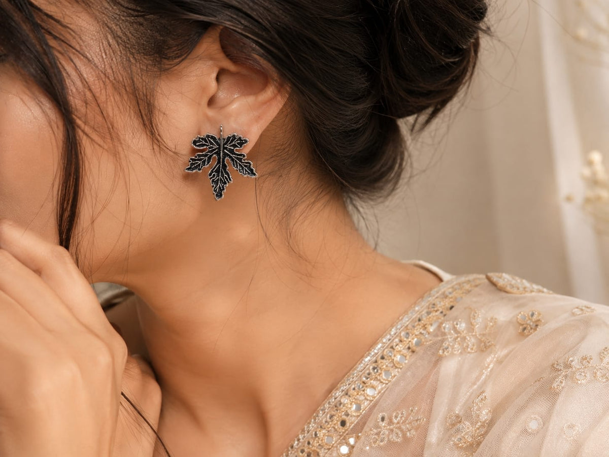 Noir Maple Leaf Earrings
