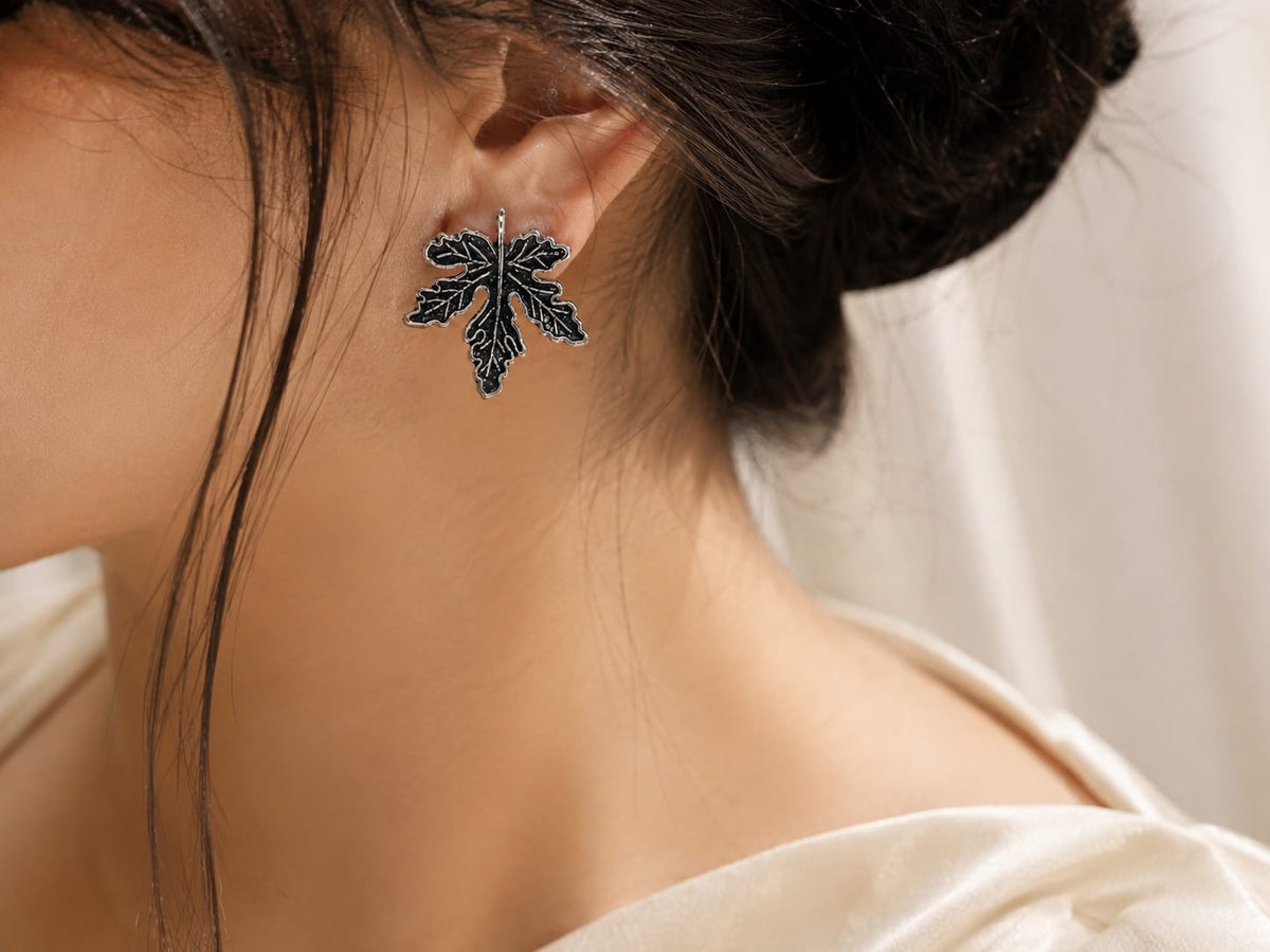 Noir Maple Leaf Earrings