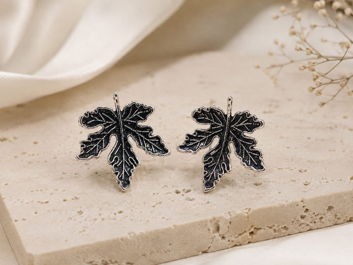 Noir Maple Leaf Earrings