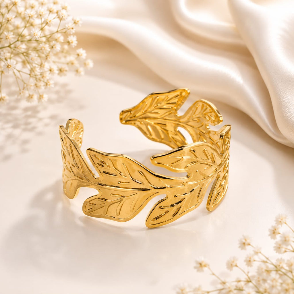 Golden Leaf Cuff Bracelet