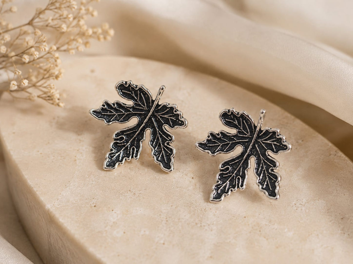 Noir Maple Leaf Earrings