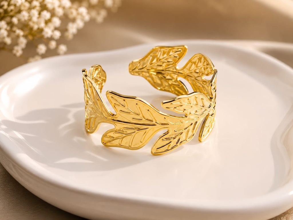 Golden Leaf Cuff Bracelet